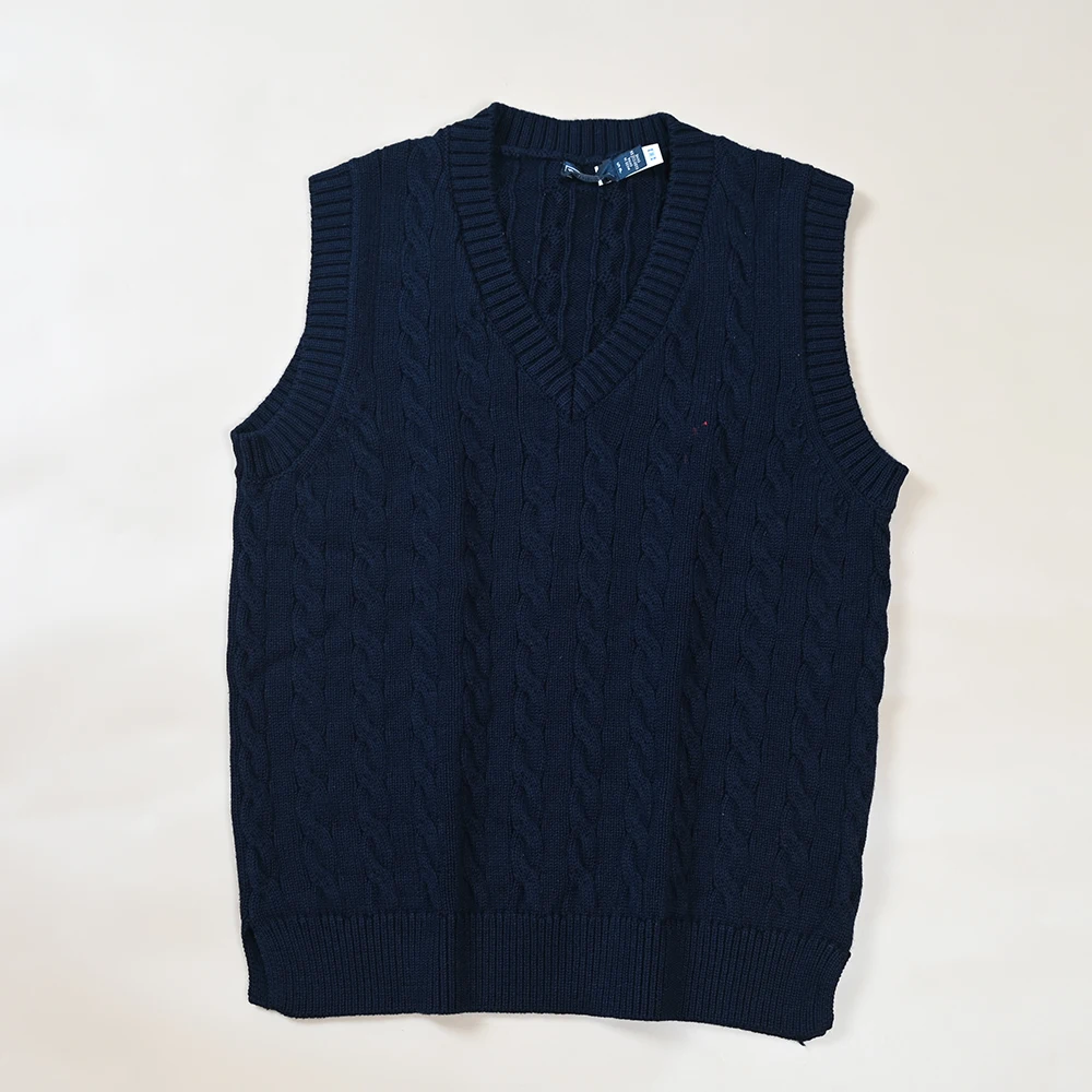 Женский осенне-зимний новый хлопковый вязаный жилет с вышивкой маленькой этикеткой V-Ne, универсальный простой персональный вариант всех