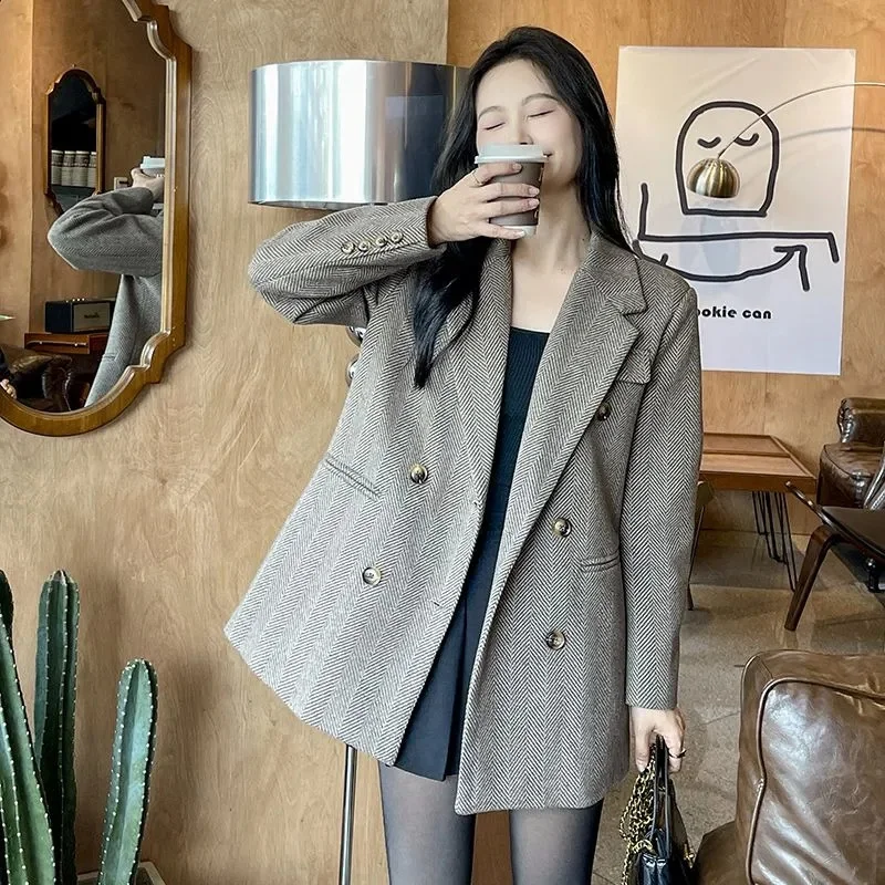 

High-Quality Wool Coat Women's Autumn Winter 2025New Overcoat Cashmere-Like Suit Woolen Jacket Korean Long Outerwear Female Tops