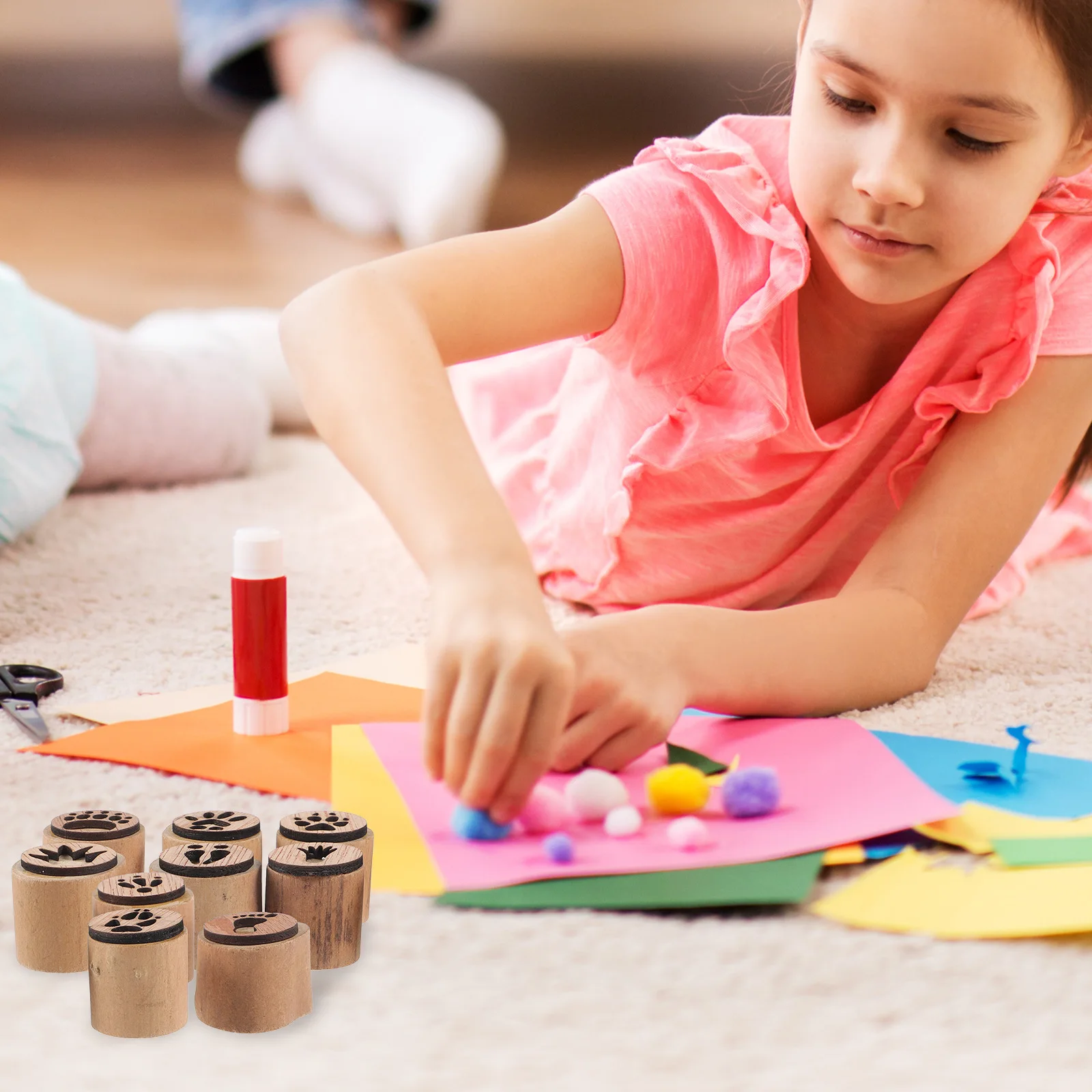 1 set 1 Set Animal For Gardening Footprint Wooden Stamps For Kids Diy Craft Natural Scene Retro Wood Stamp Kit Garden Stamps