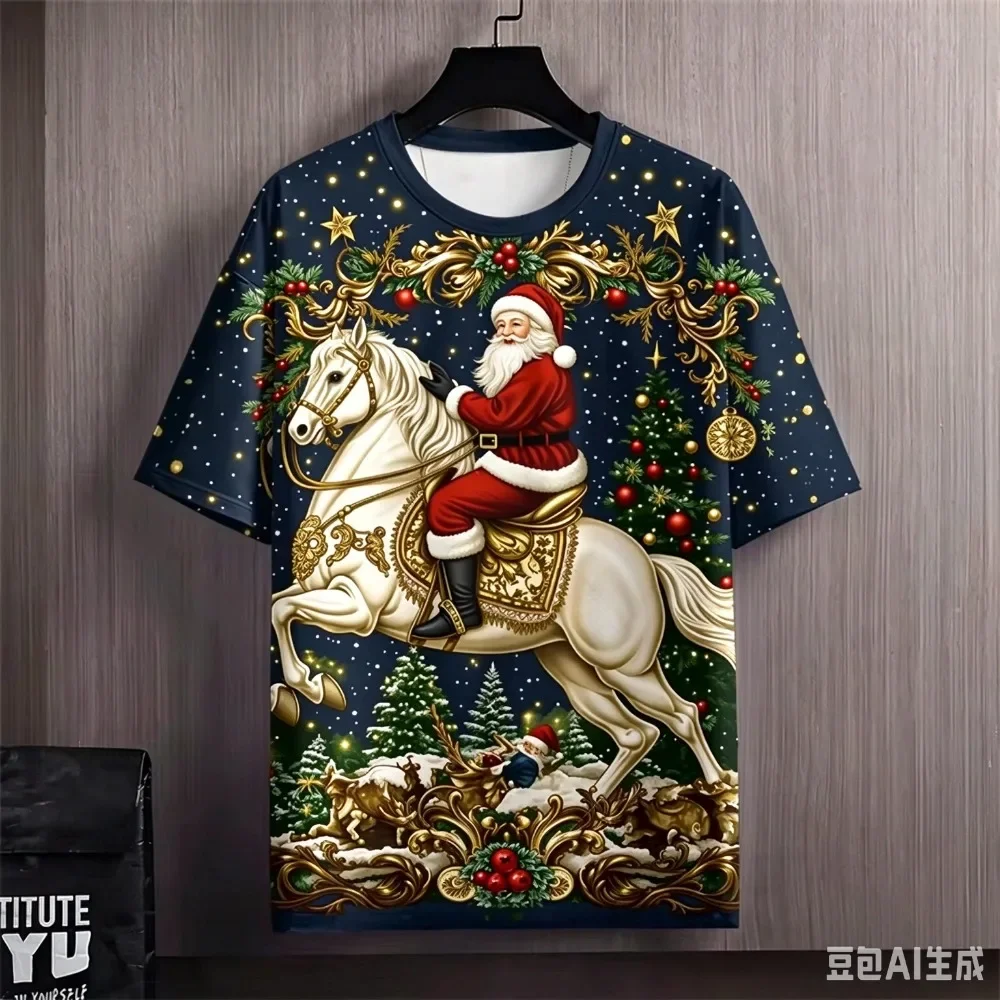 Summer Fashion New Design Merry Christmas Santa Claus Pattern 3D Print Men Women Sports TShirt Street Party Cosplay Family Cloth