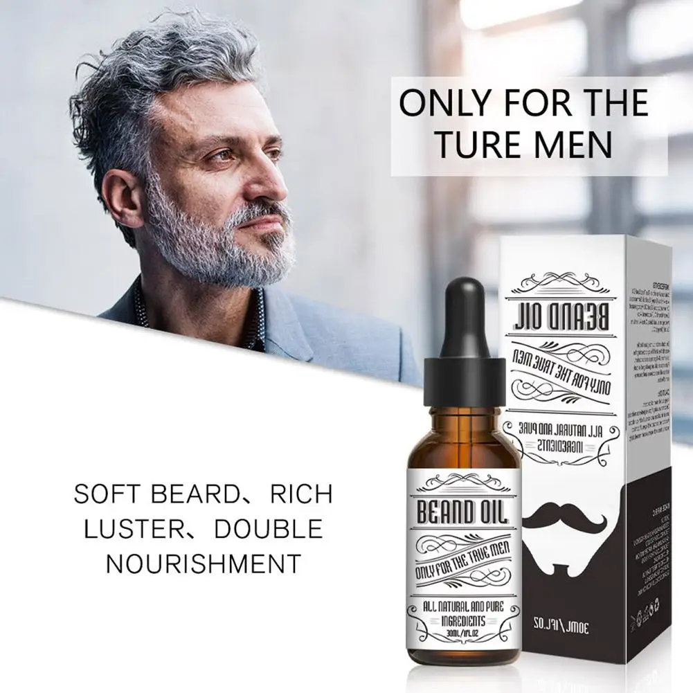 30ml Men Natural Beard Growth Oil Moisturizing Smoothing Conditioner Beard Oil Tools Dashing Gentlemen Beard Care E7Y2