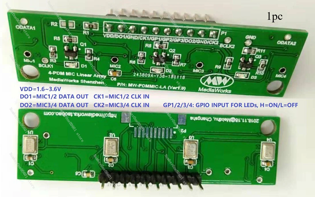 PDM Digital Silicon Microphone Linear Array Board MEMS PDM-MIC