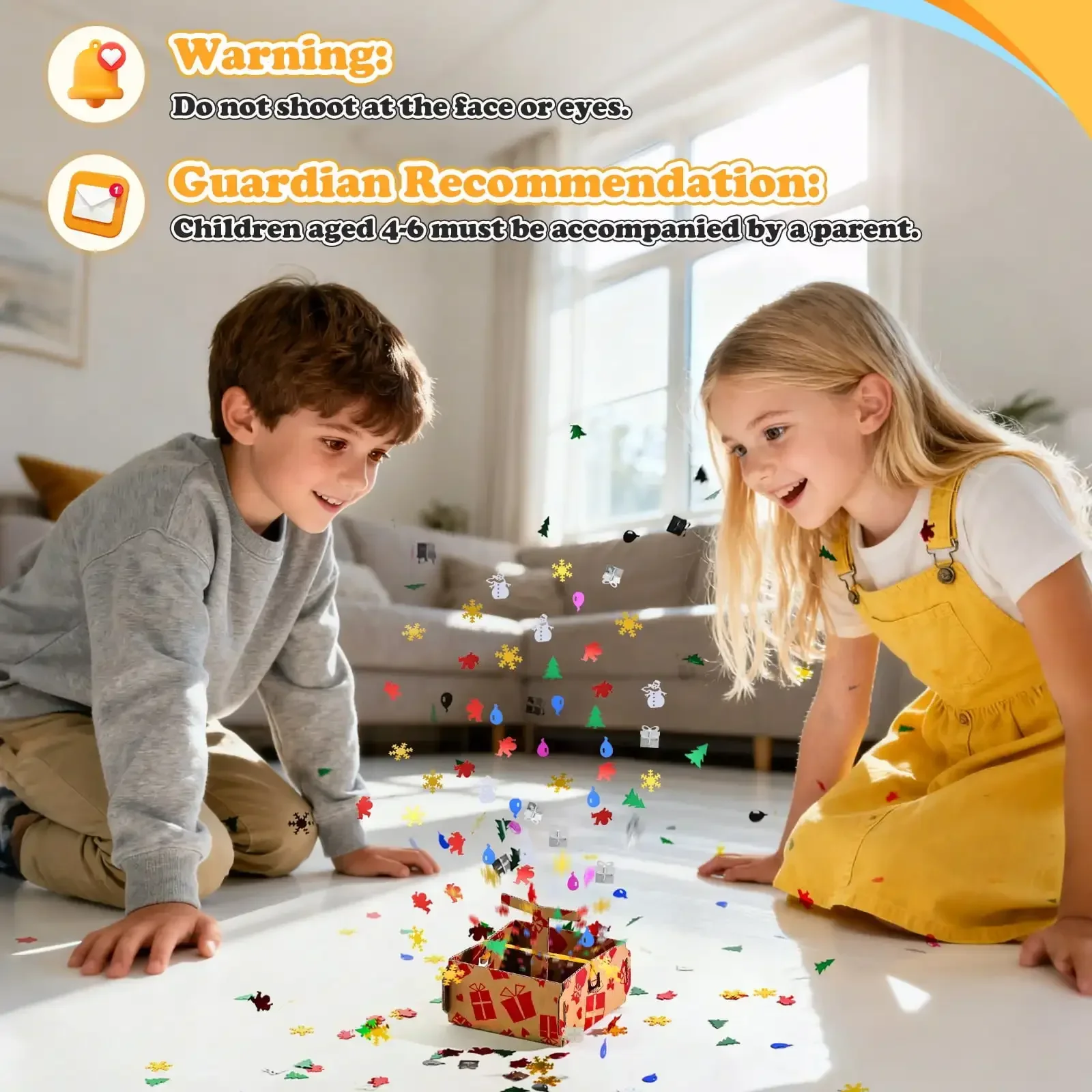 Confetti Surprise Box, Christmas Themed Party Kit - Kids' Birthday Gift & Christmas Present for Ages 4+
