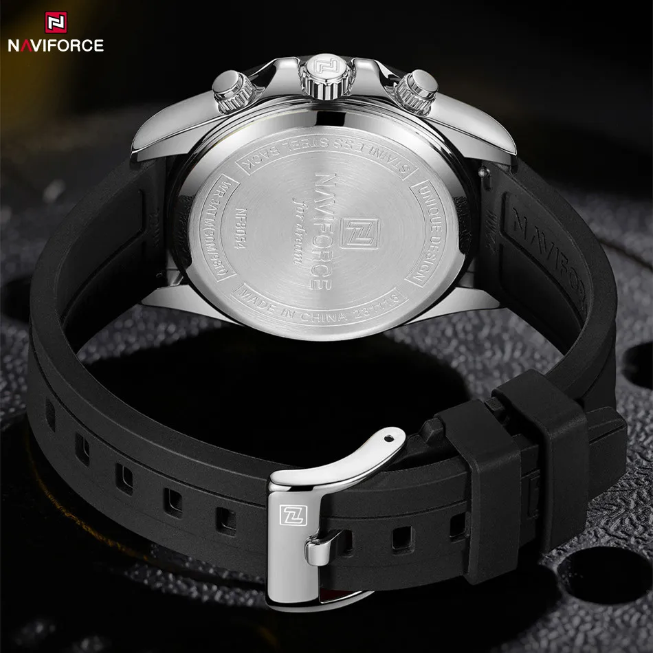 NAVIFORCE Original Watches For Men Silicone Band Casual Sport Chronograph Luminous Wristwatch Relogio Masculino Male Gift 2024