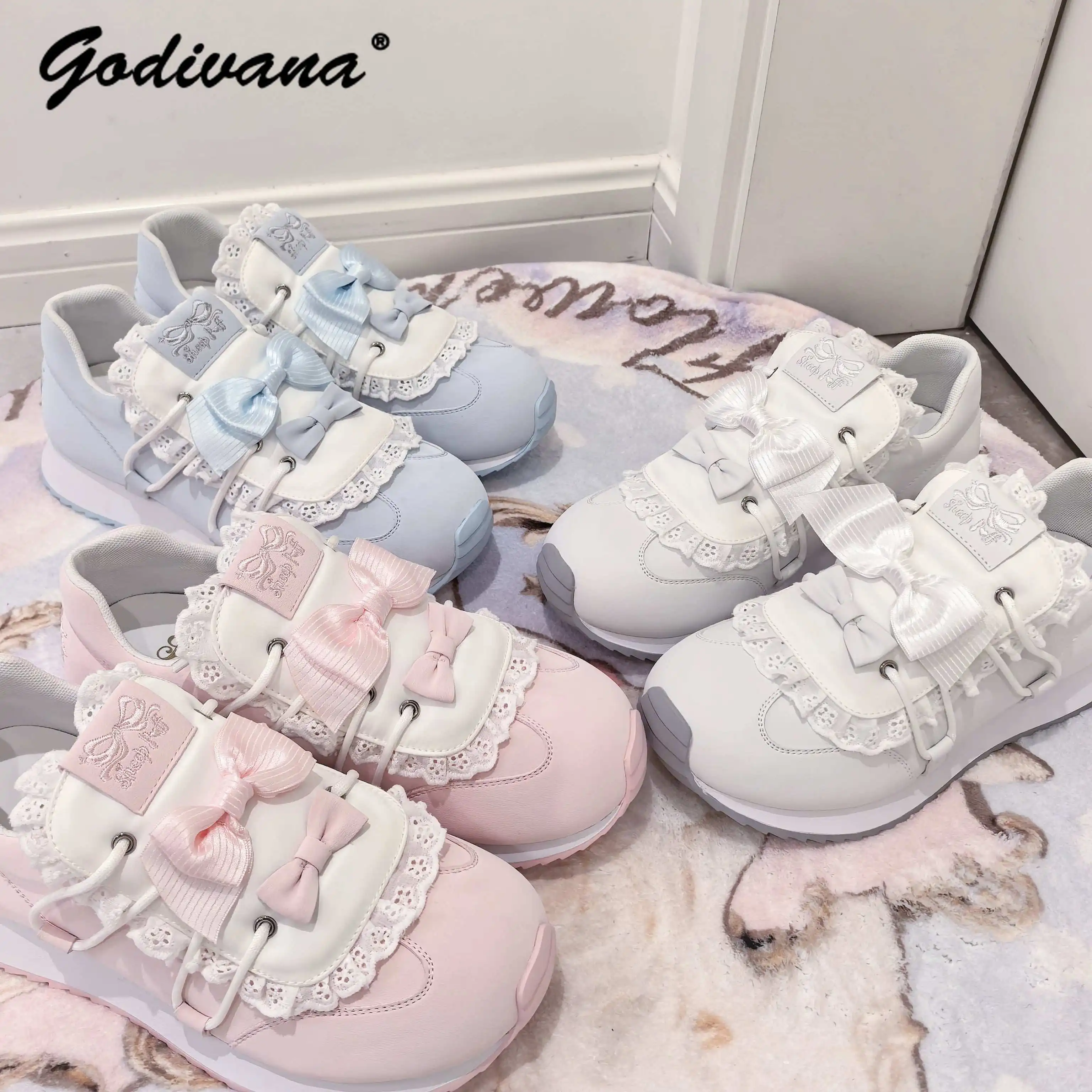 

Новые весенне-осенние кроссовки на толстой подошве, оригинальные, милые, для девочек-подростков, с круглым носком, для бега, с бантом, женские повседневные туфли