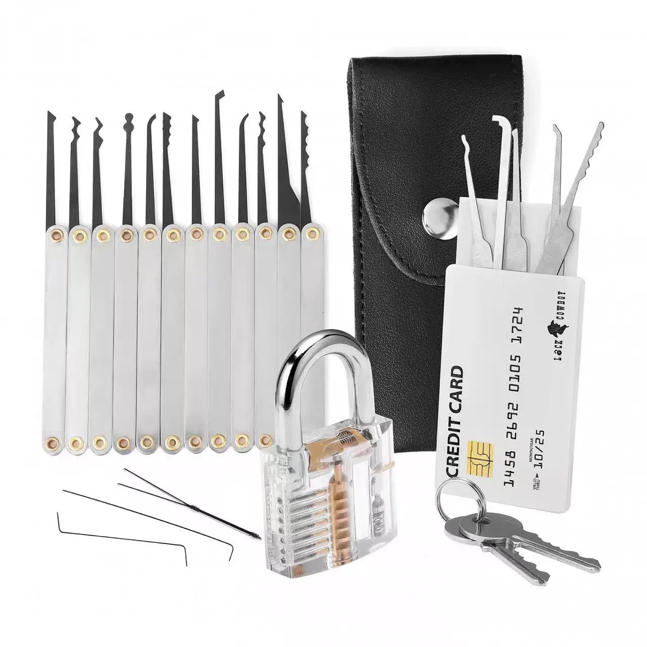 Locksmith Hand Tools with Practice Padlock Pick Set Tension Wrench Broken Key Removal Tool Combination Lock Hardware