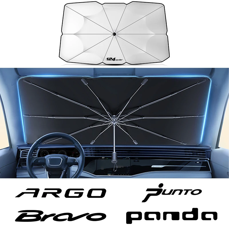 Car Windshield Sun Shade Blocks, UV Ray Reflector Umbrella, For FIAT 124SPIDER ALBEA ARGO BRAVO CRONOS IDEA TIPO Panda PUNTO UNO