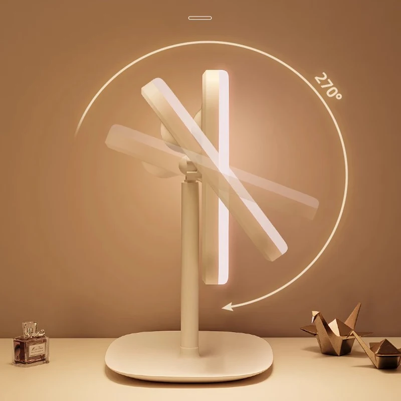 Cosmetic Mirror Dimmable LED Vanity Touch Control Desktop Makeup Portable for Bedroom Dressing Table Travel Rechargeable