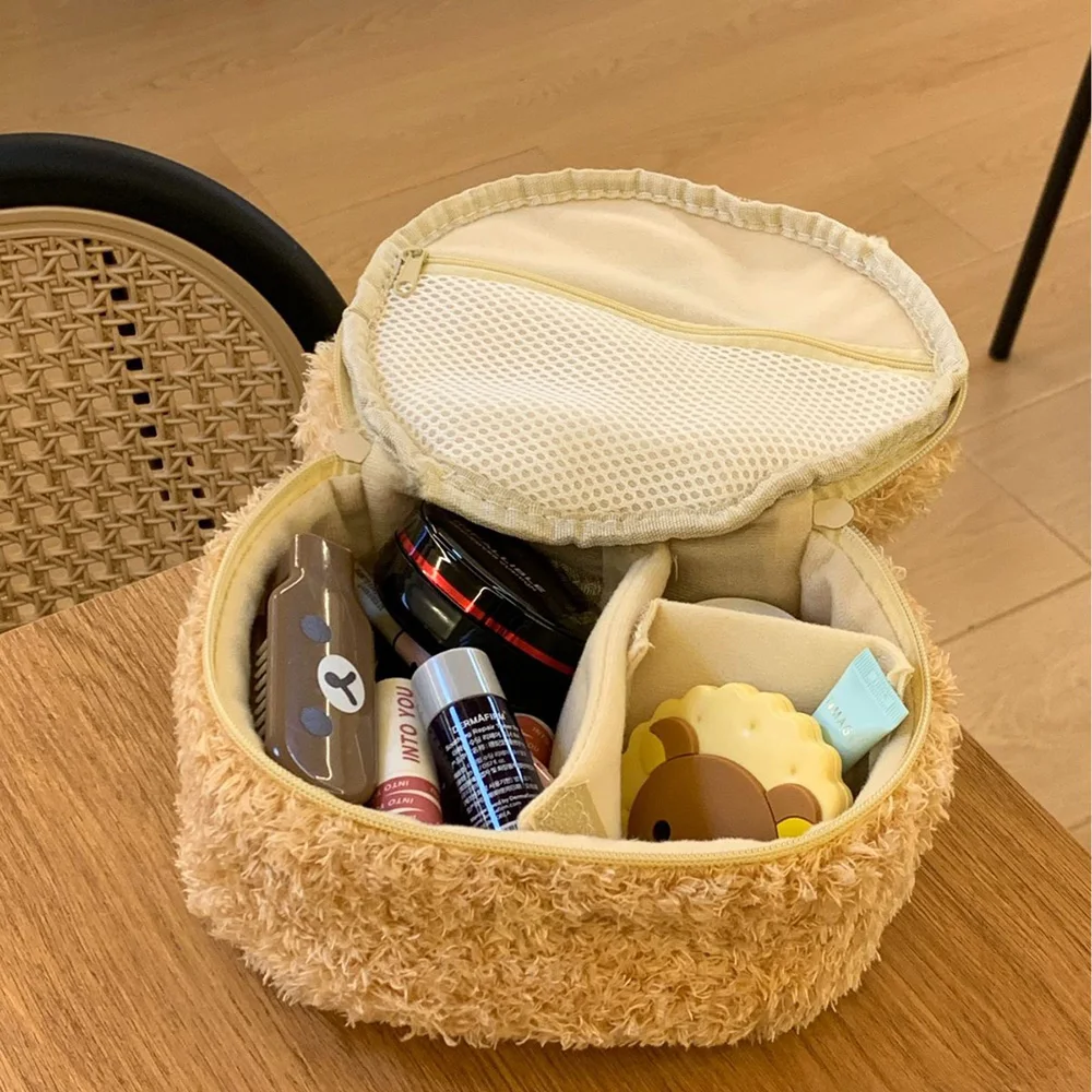 المحمولة القطيفة حقيبة مستحضرات تجميل الكرتون الدب حقيبة مستحضرات التجميل المرأة مجوهرات كيس التخزين سعة كبيرة السفر المنظم الحقيبة