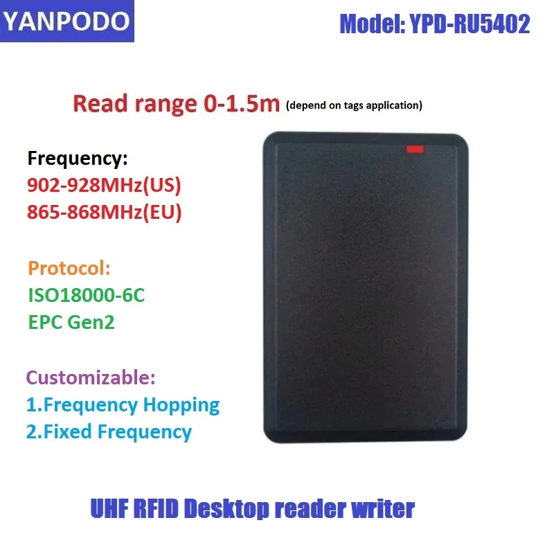 yanpodo uhf leitor escritor rfid faixa de leitura iso180006b protocolo 6c fornecer sdk desktop copiadora comunicador para registros marcas 015m 01