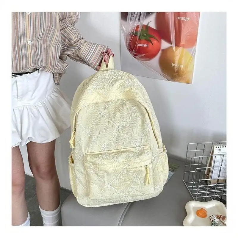 Nylon-Rucksack mit süßem Schleifenmuster, großes Fassungsvermögen, leicht, mehrere Taschen, Schultasche, lässiger Alltagsrucksack für Studenten und Pendler – Detail 17