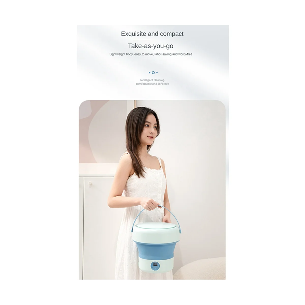 Portable Washing Machine 4.8L Underwear Socks Clothes Washer Camping Folding Home Mini Washing Machine White EU Plug