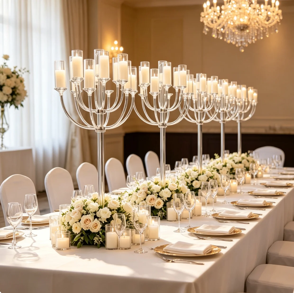 1-12pcs 9 Arms Luxury Modern Simple Design Table Backdrop Arch acrylic Candelabra Wedding Stage Walkway Aisle Decoration