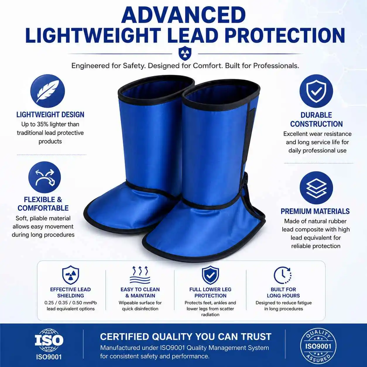 Lead Radiation Protective Shoe Covers X-Ray Shield Boots 0.5mmPb Medical Dental CT DSA Nuclear Safety