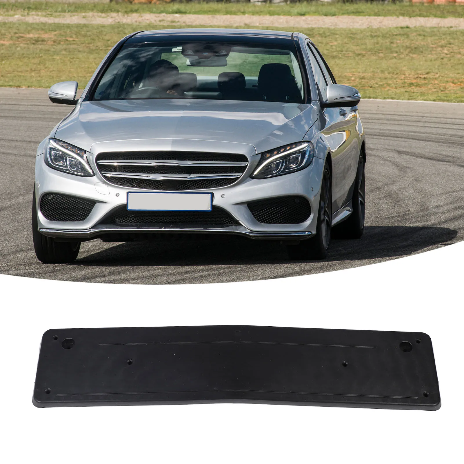 Front License Plate Holder 2058801644 Stable Support License Plate Bracket Replacement for Benz C‑Class W205 AMG‑Line 2015-2018