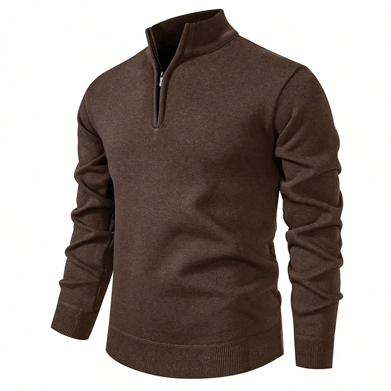 US-Größe Herren 1/4-Reißverschluss Pullover Stehkragen Freizeitpullover Leicht Weich Bequem Strickware Schwarz Grün Beige – Detail 2