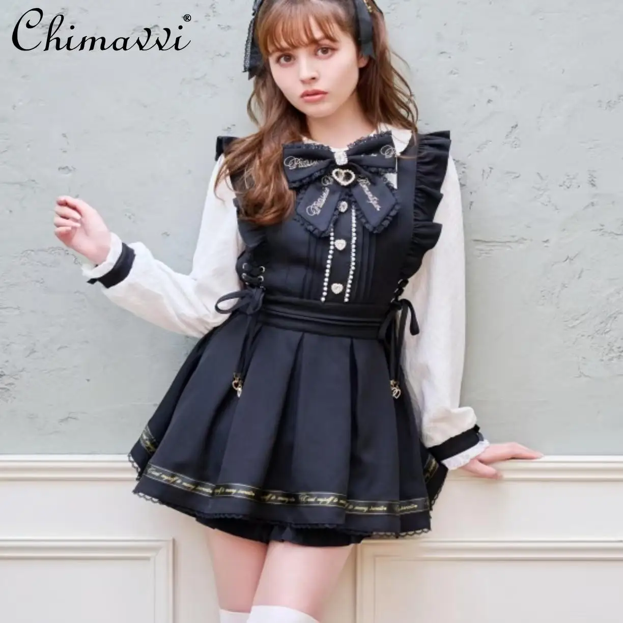 

Liz New Japanese Sweet Big Bow Mass Production Dress Tops and Shorts Sets 2025 Spring Cute Girl Lolita 2-piece Elegant Outfits