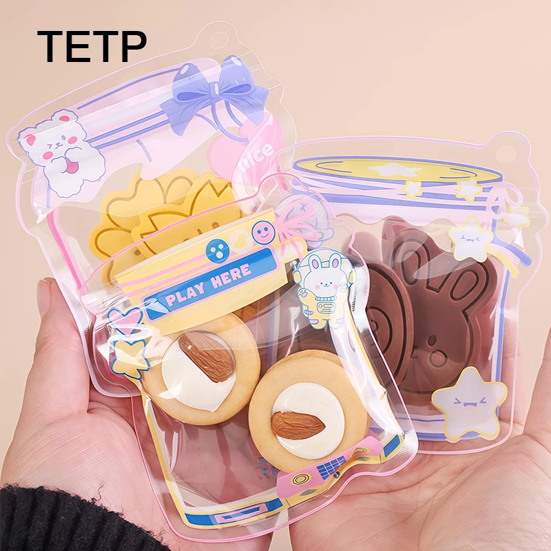 TETP 100Pcs Transparent Bottle Shape Ziplock Bags For Cookies Candy Toy Packaging Sealed Party Gift Decoration Child Favors