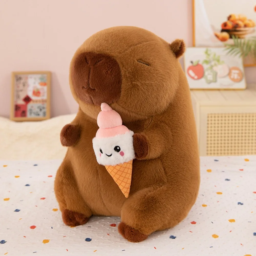 

Funny Ice Cream Capybara Plush Toy Soft Fluffy Capybara Plush Doll Cute Brown Capybara Stuffed Doll Friends Gift