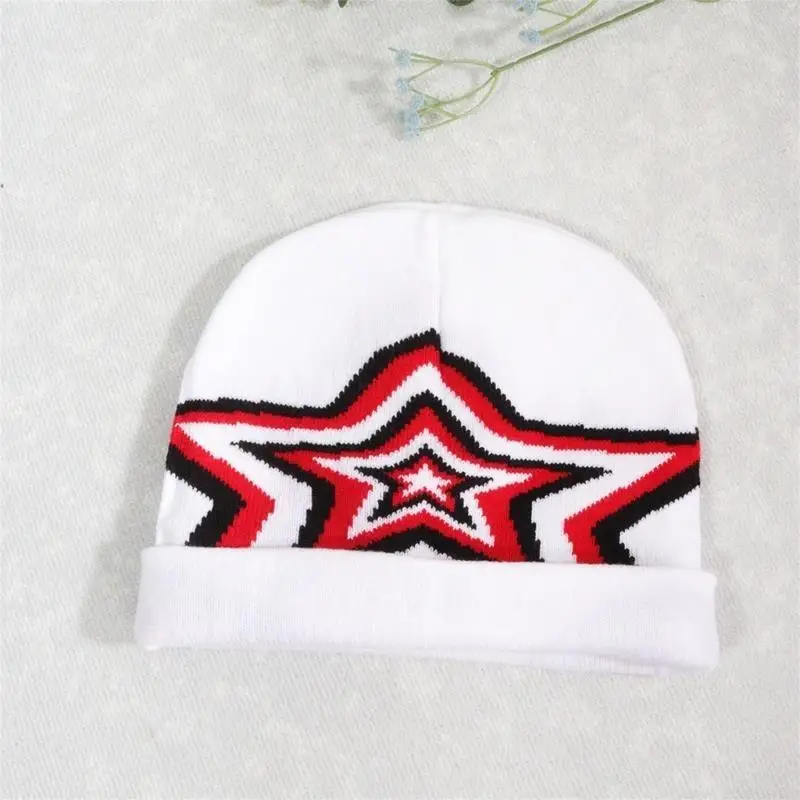 

652F Stylish Beanie Hat Y2K Star Pullover Hat Girl Headdress Four Season Casual Hat