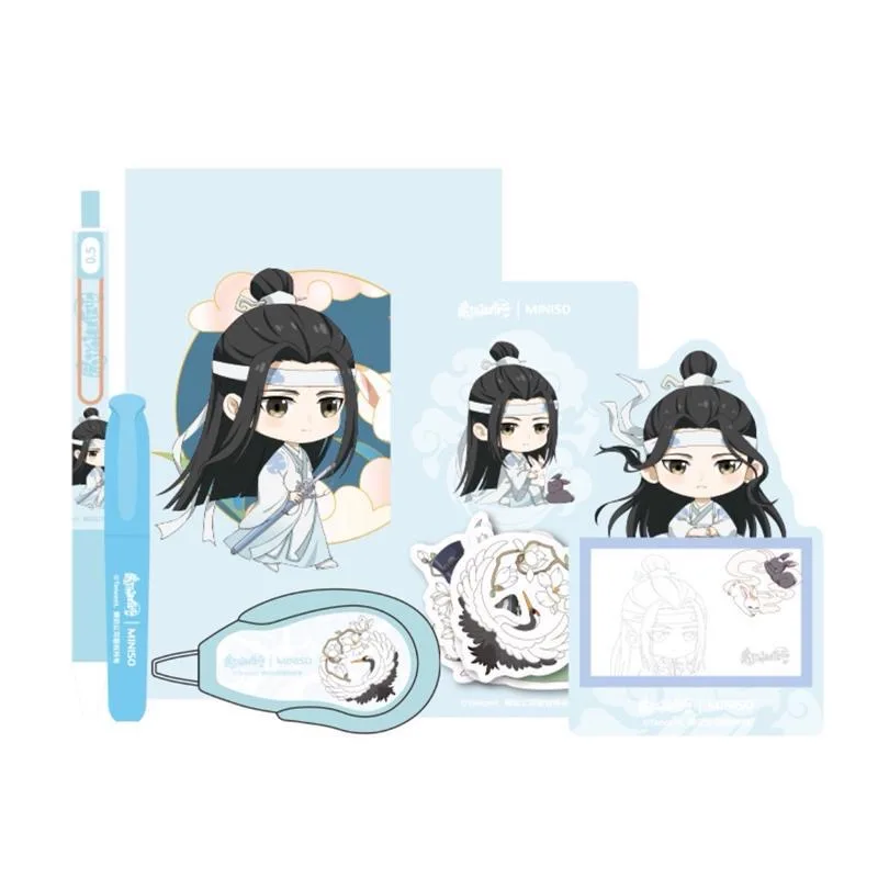 Imagem -04 - Manga Grão-mestre de Demoníaco Cultivo Papelaria Bolsa Manga Figura Pen Notepad Adesivo Mdzs Wei Wuxian Figura Lan Wan Fãs Presente Pcs por Conjunto