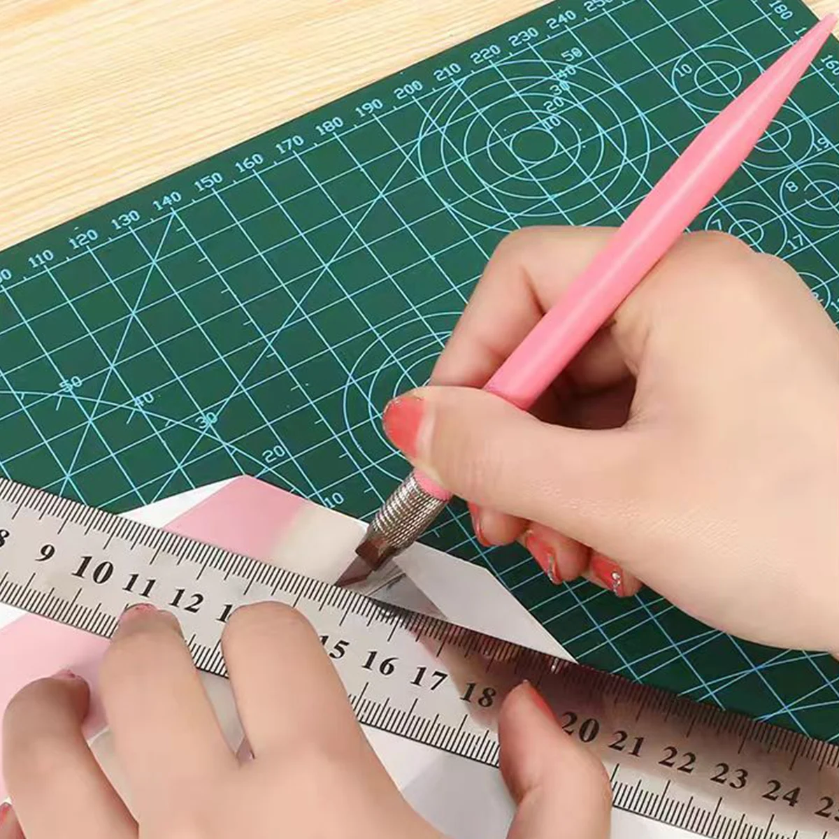 Metal Hobby Pen Knife 30° Precision Engraving Cutter Non‑Slip Handle DIY Craft Tool for Rubber Stamp Paper Cutting Wood Carving