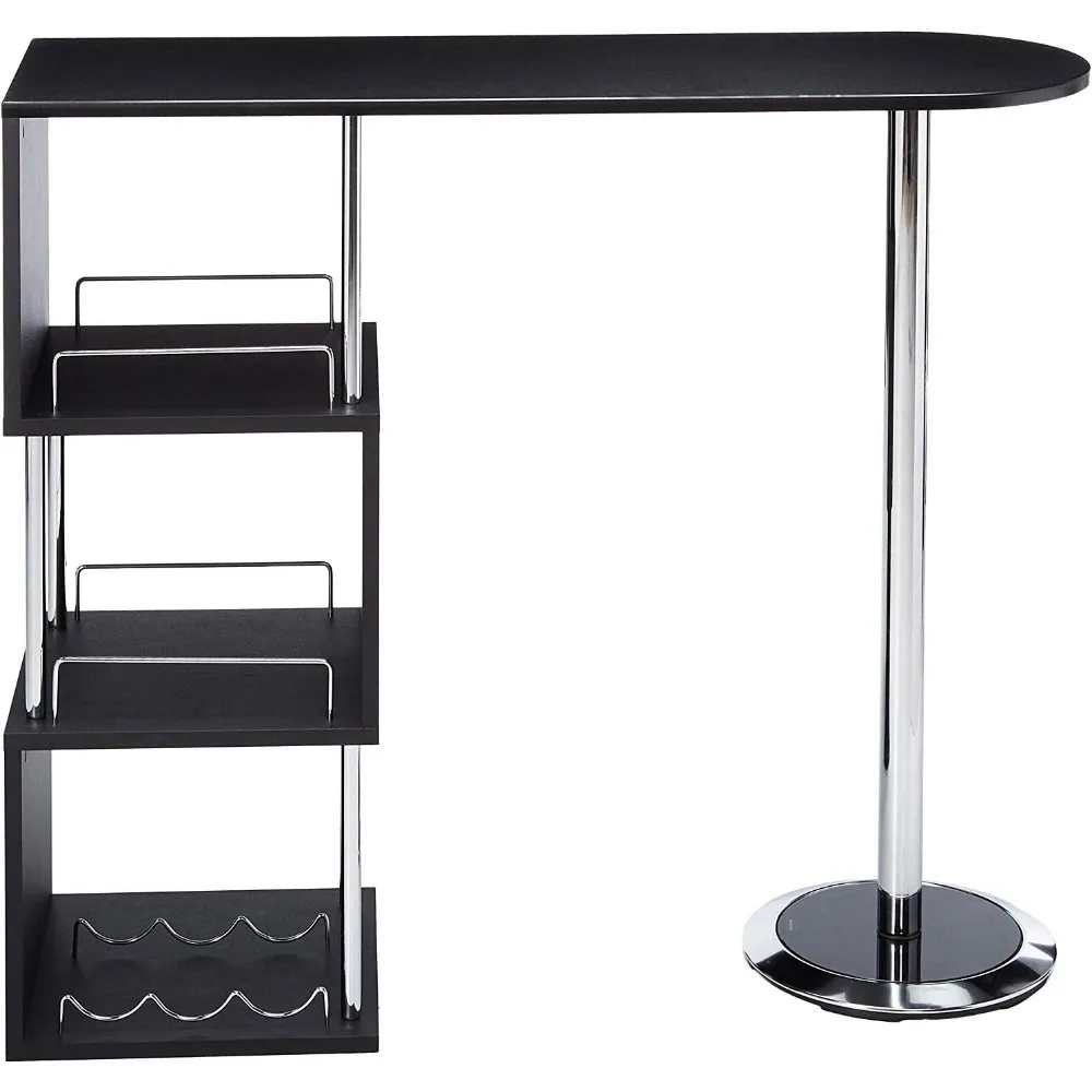 

FurnitureWine Bar Table W/Shelves (Black) Bkack Tables Furniture