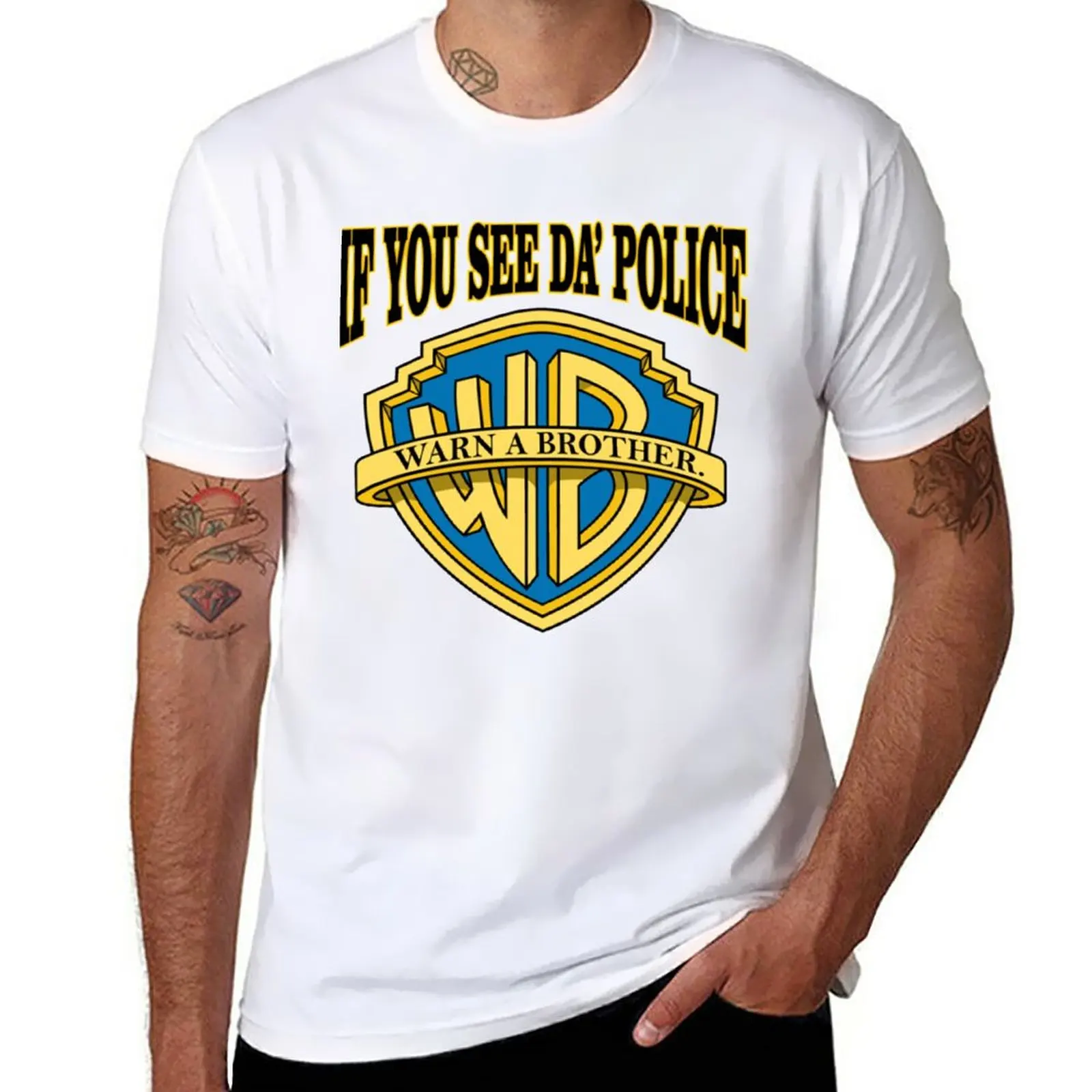 

New Official If You See Da’ Police Warn A Brother T-Shirt plain t-shirt kawaii clothes big and tall t shirts for men