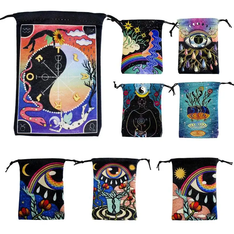 Tarot Drawstring Bag Colorful Tarot Pouch Rune Bag 1318cm Tarot Gift Bags Jewelry Pouch for Game Dices Lipsticks Crystal Stones