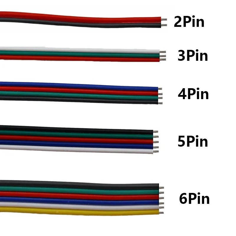 Led Wire Cable 22AWG 2Pin/3Pin/4Pin/5Pin/6pin For WS2812B WS2811 5050 2835 5730 Led Strip Light 5m/10m/20m/50m/100m