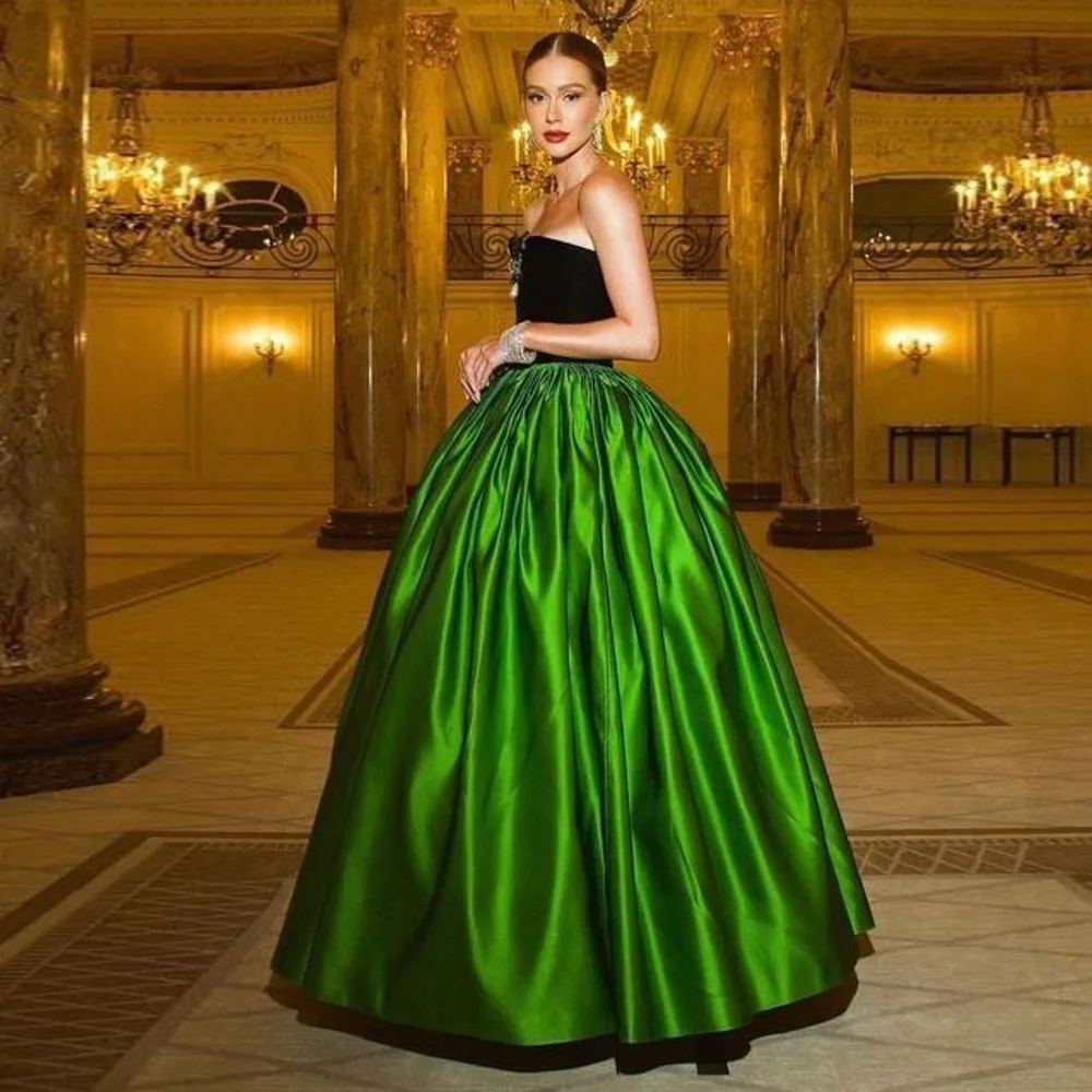 

Newest Grass Green Puffy Long Satin Skirts To Party Zipper Waistband Women Satin Skirt Bridal Skirt Custom Made Skirt