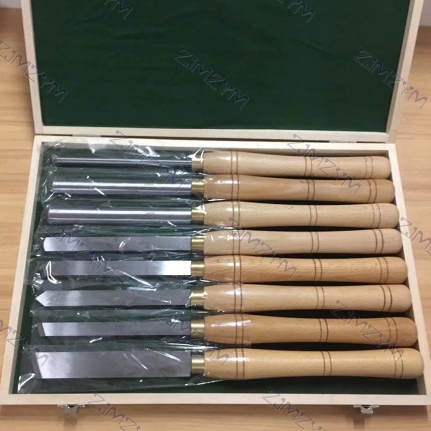 Nuovo Arrivo Coltello La Lavorazione Del Legno di Otto pezzi Set di Utensili di Tornitura HSS Lavorazione Del Legno Letto Coltello Scalpello Set di Utensili di Tornitura Caldo di vendita