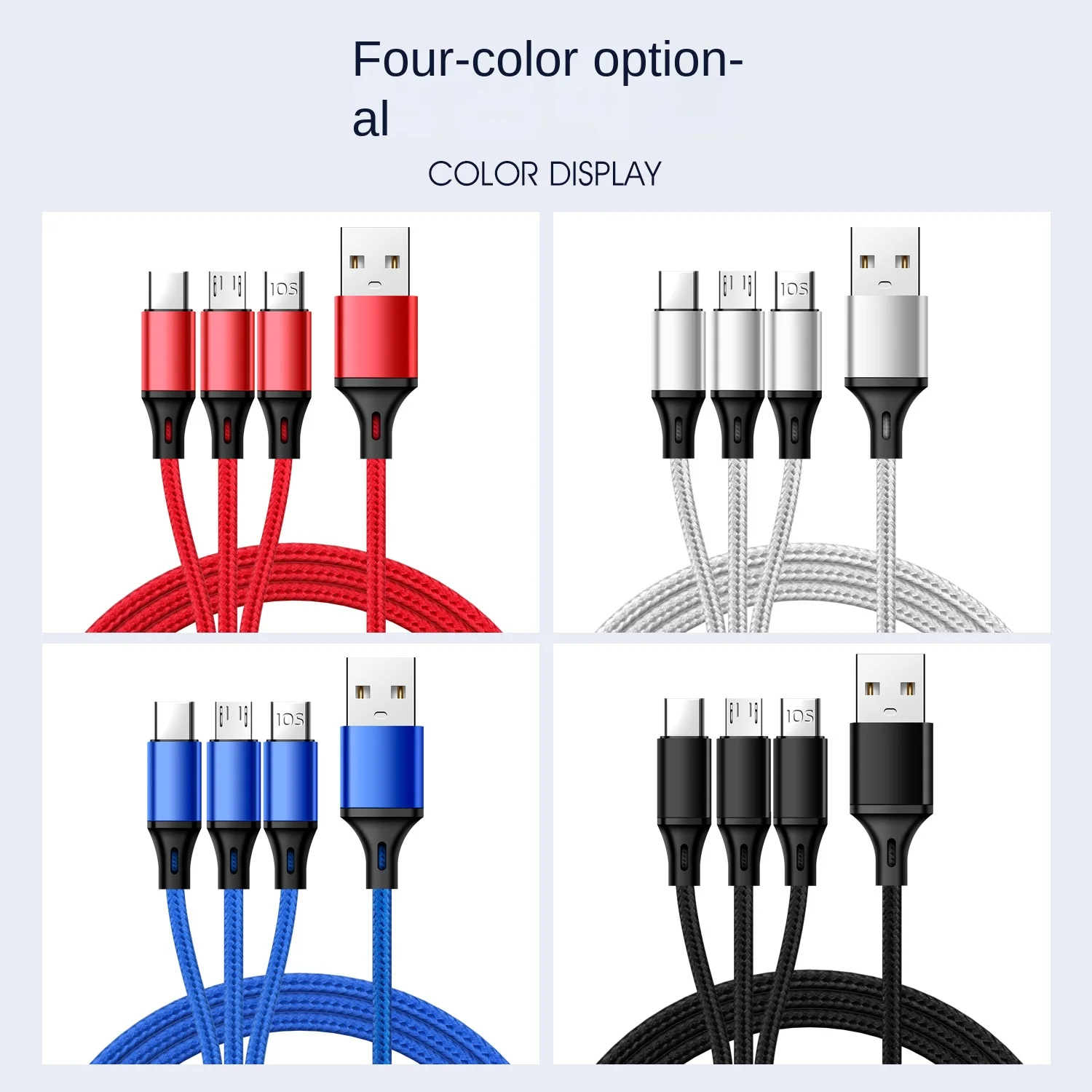 One drag three mobile phone data cable for Android USB cable three-in-one Type-C Apple quick-charge cable