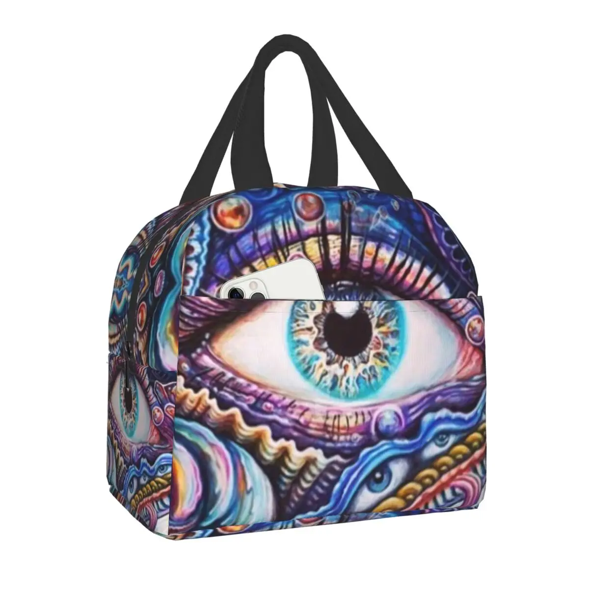 All Seeing Eye Art Portable Lunch Boxes for Men Women Leakproof Evil Mystic Eyes Cooler Thermal Insulated Lunch Bag Office Work