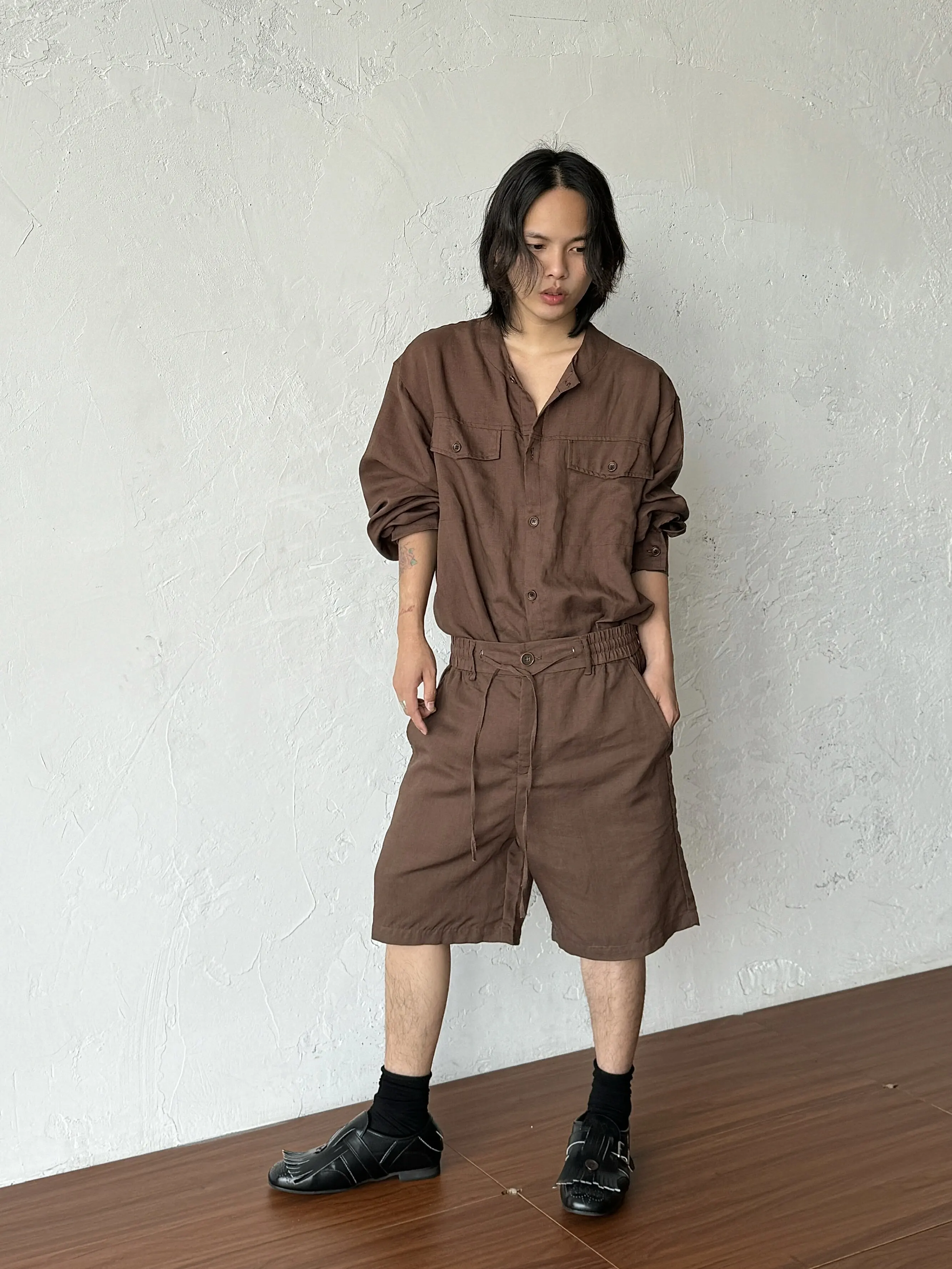 Retro Japanischer Stil Einfarb – Mens Linen Shirt Long Sleeve Bewertung und Preis