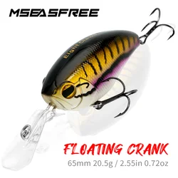 MSEASFREE Crankbait 65mm 20.5g Bass Fishing Lure Floating Artificial Hard Bait Medium Diving Wobblers For Fishing Tackle