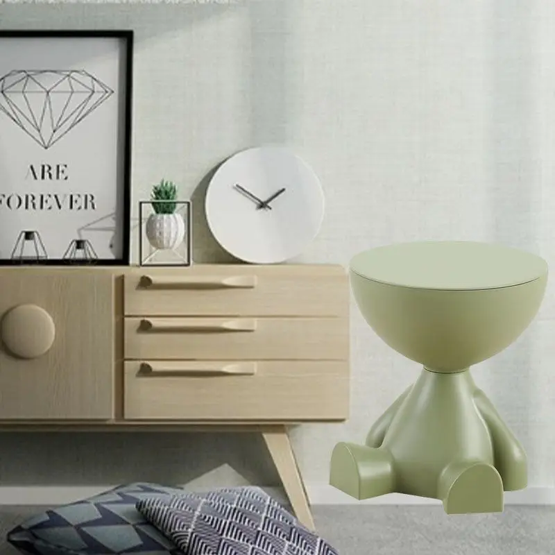 تصميم كريمي بسيط، مسطح صغير - طاولة قهوة علوية - طاولة بجانب السرير بلاستيكية مبتكرة لغرفة النوم وغرفة المعيشة #2