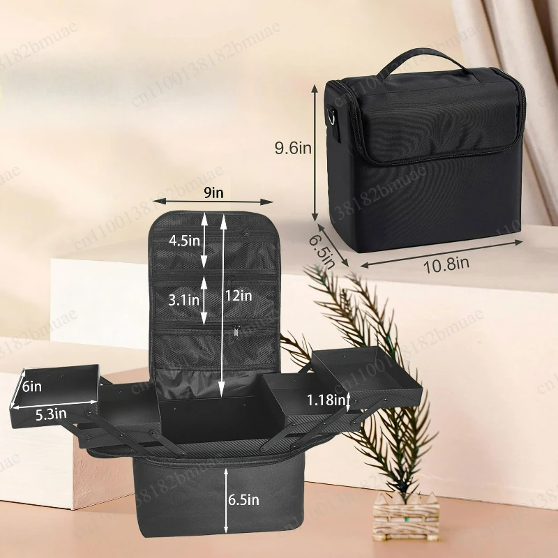 Foldable cosmetic bag, large-capacity portable cosmetic case, portable and multi-functional