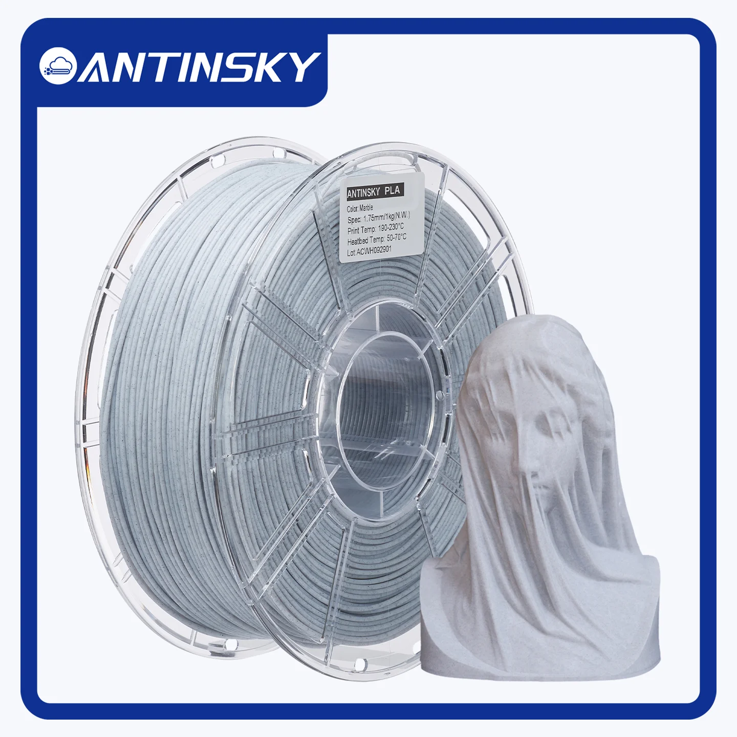 ANTINSKY PLA-Rock 3D-Drucker Filament 1,75mm 1KG Spule, Hohe Härte Hohe Schlagfestigkeit Rock-Serie PLA-Filament