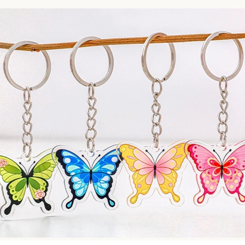 Colorized Butterfly Keychain Student Cartoon Lovely Bag DIY Decorative Pendant Key Ring