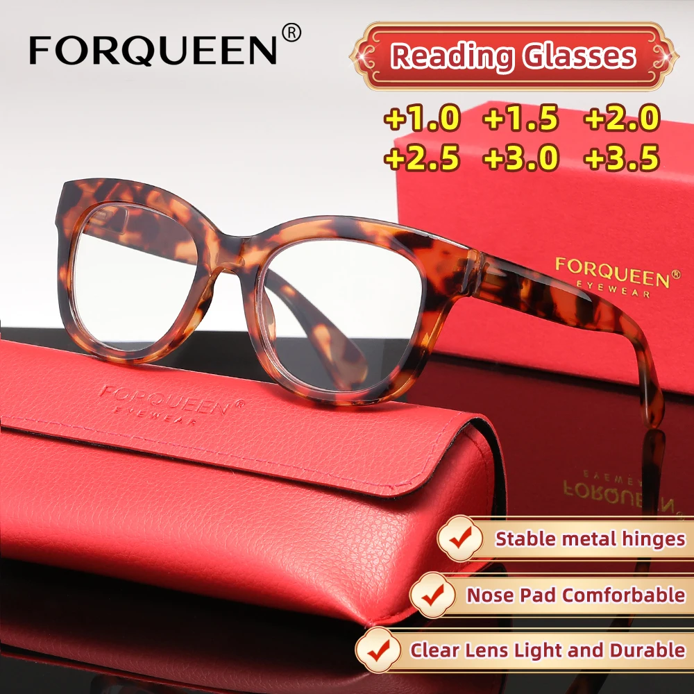 FORQUEEN نظارات للقراءة عيون القط تصميم المرأة رجل الضوء الأزرق طول النظر الشيخوخي نظارات القارئ + 1.0 + 1.5 + 2.0 + 2.5 + 3.0 + 3.5