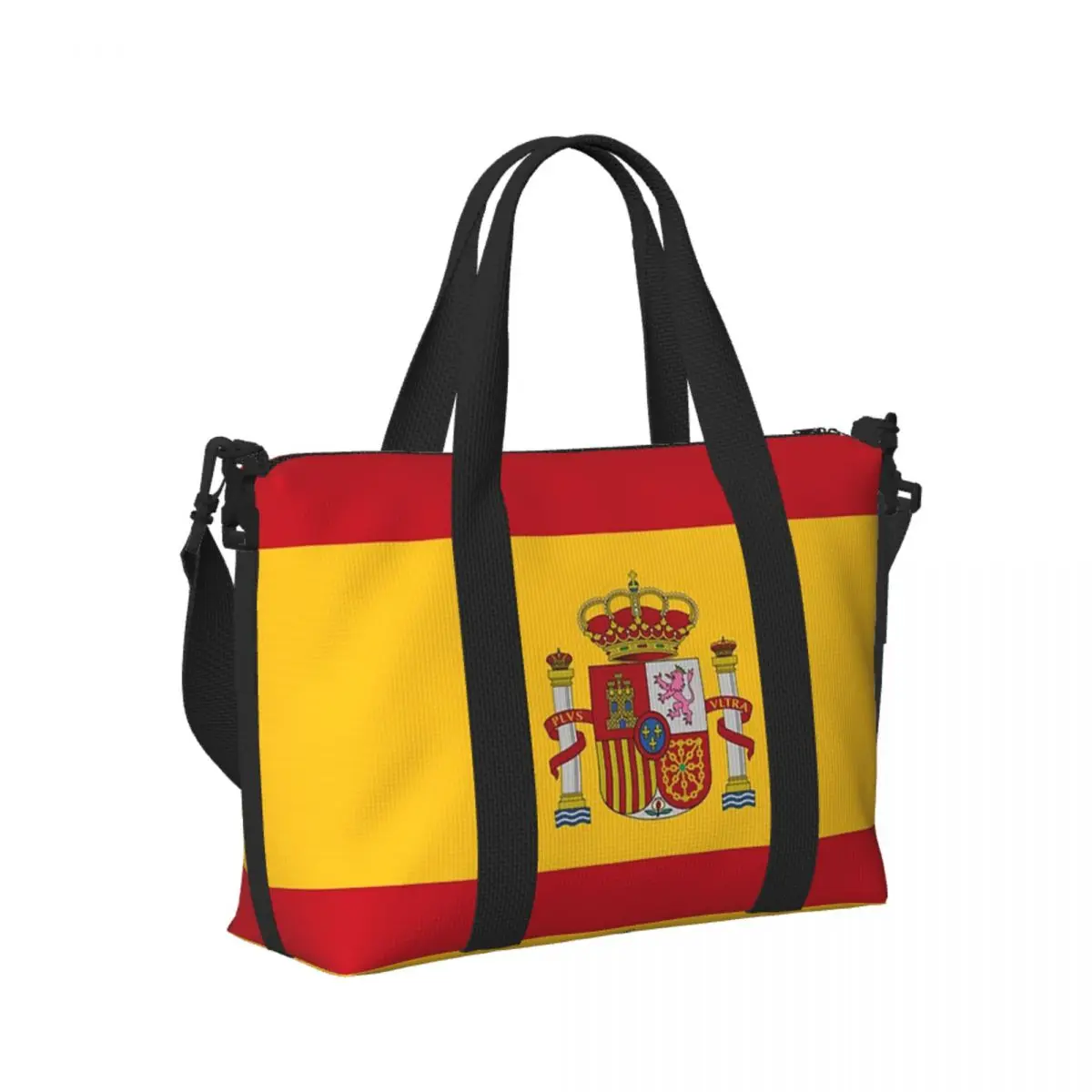 

Custom Flag Of Spain Beach Travel Bag Large Capacity Tote Bags for Gym Yoga Women Shopping Duffle Shoulder Bag