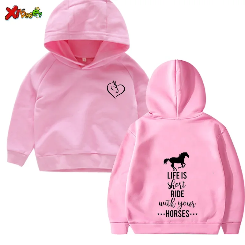 

Girls Hoodies Lover Horse Gift Kids Clothes Toddler Baby Clothes Little Girl Hooded Children Clothing Boys Sweatshirt Sweater