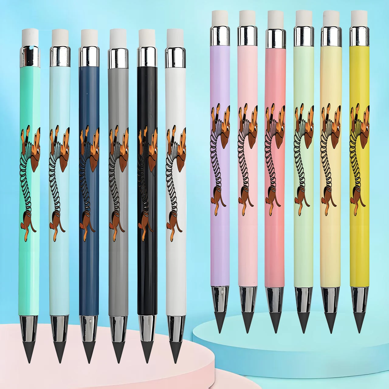 12 قطعة/24 قطعة قلم رصاص أبدي للكلب السجق أسود غير شحذ قلم رصاص أبدي متين وليس من السهل كسر قلم رسم