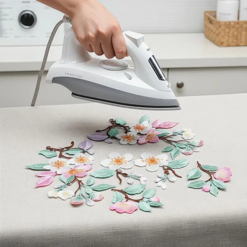 1Pcs Flower Embroidered Patch Iron On DIY Clothes Bags Accessories Elegant Floral Motif Fabric Repair