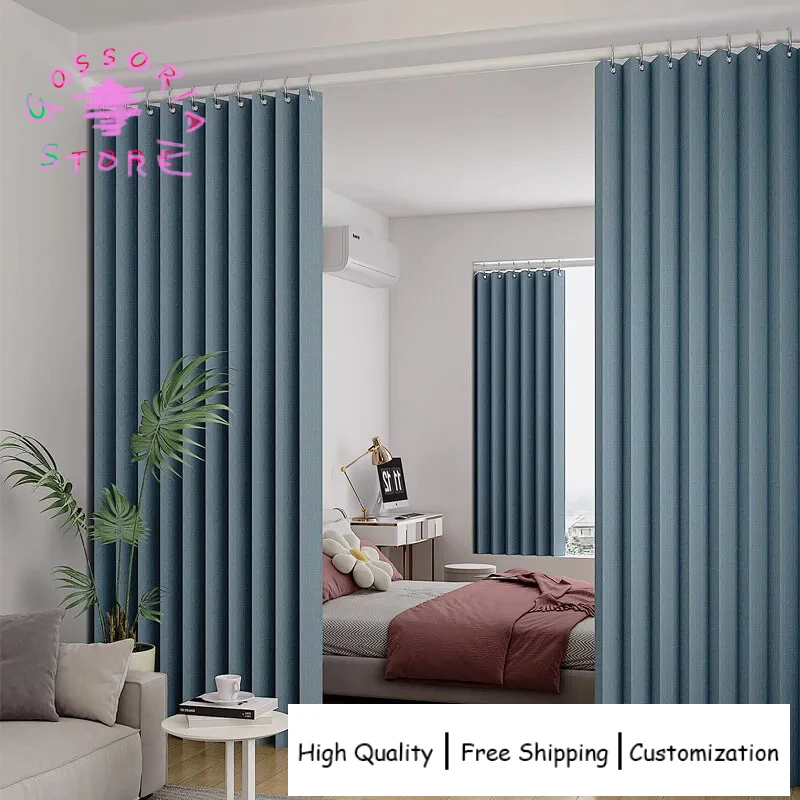 Sample Custom Partition Divider Curtains for Bedroom Living Room Pleated Folding Door Ways Sliding Privacy Screen Panel Drapes