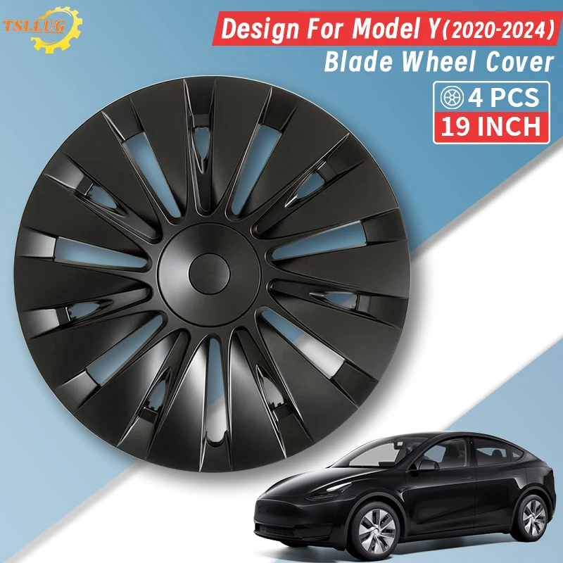 

4 шт. 19-дюймовая крышка ступицы для Tesla Model Y 2020-2024, 4-й стиль, автомобильная крышка ступицы, сменная крышка колес, аксессуары с полным ободом