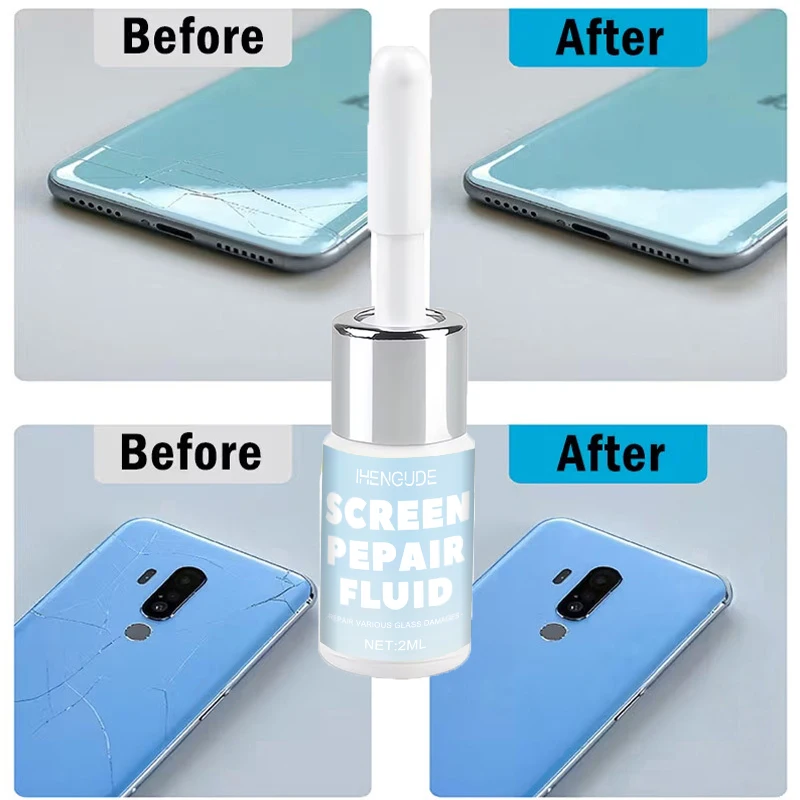 Mobile Phone Glass Repair Liquid (Specialized for Cracked Screens) - Instantly Rejuvenates the Screen, Comes with a Tool Kit - Strong Adhesive, Suitable for Scratched and Cracked Mobile Phone Glass, Seamless Repair - Suitable for Mobile Phone Screens, Tablet Glass, Watch Glass, and Digital Displays - Easy to Use, Dries Quickly with Just One Application
