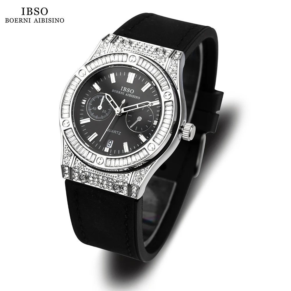 IBSO Women New Luxury Shinning Zircon Dial Quartz Watch Full Calendar Japanese Movement 3ATM Waterproof Watches Ladies 9818#