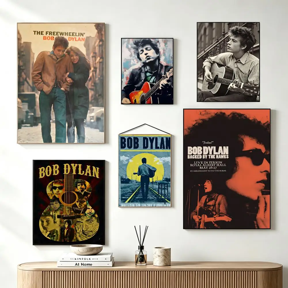 Singer Folk Bob Dylan Poster Self-Adhesive Wall Art HD Print For Dorm Teen Room Decor Gift
